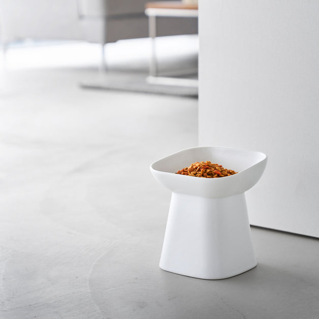 食べやすい高さ陶器ペットフードボウル ヌークス 斜め H17